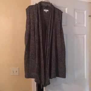 Open front long sleeveless sweater